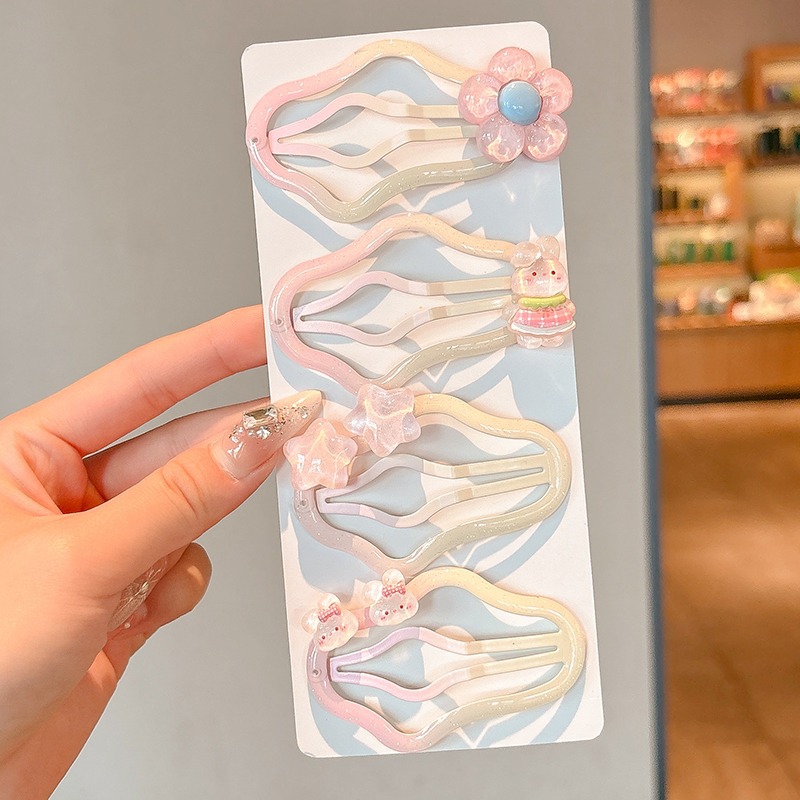 Hermosos clips de cabello nubes gradientes niñas frente cejas rotas clips de cabello BB niñas no lastimar clips de cabello tocado