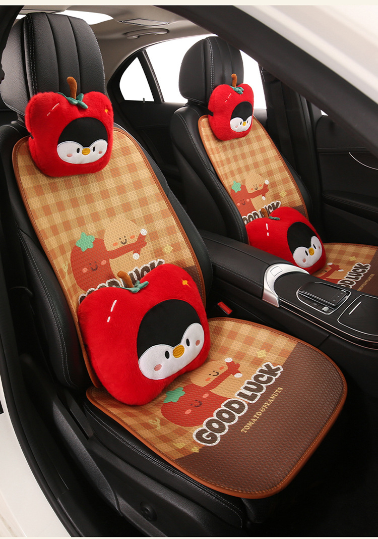 Car Headrest and Lumbar Support, Fruit Apple Head Pillow, Lumbar Pillow, Neck Pillow, Cute Cartoon Apple-Shaped Headrest and Lumbar Support