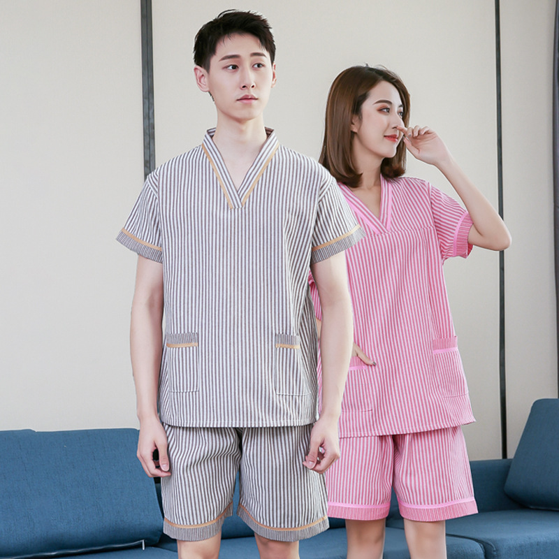 全棉汗蒸服艾灸服女桑拿服男士家居服足浴酒店浴衣按摩理疗服批发