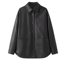 海宁真皮皮衣女休闲宽松款绵羊皮衬衫夹克外套2025春秋新款