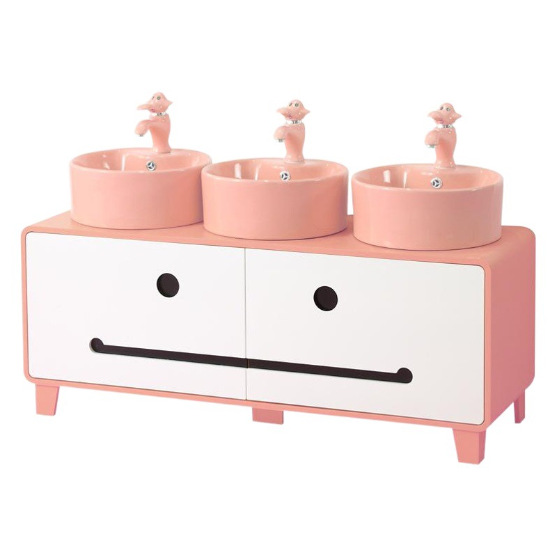 Kindergarten baño gabinete de cerámica de los niños de dibujos animados piso fregadero Mesa alta y baja lavabo gabinete