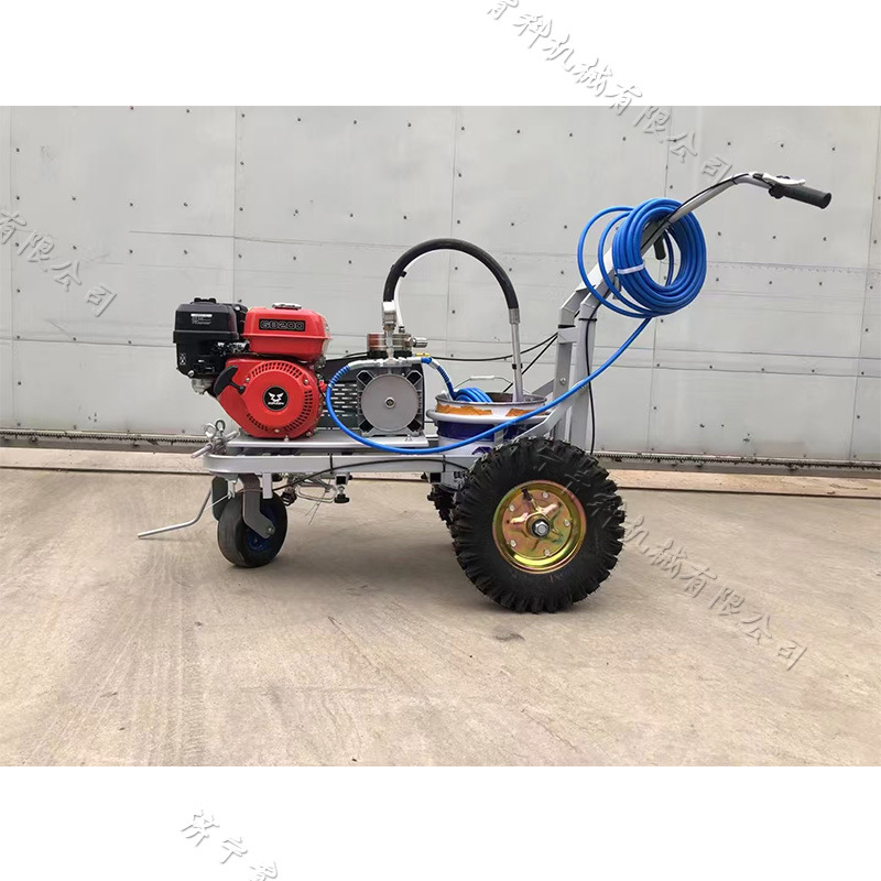 手推式汽油动力划线机停车场车位线标线机双枪冷喷划线机