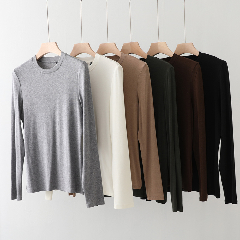Everyone's stocking up on N pieces! Theoretically, this is a light-luxury, minimalist-style, round-neck, zero-carbon Tencel high-elastic slim-fit facial mask T-shirt with long sleeves Everyone's stocking up on N pieces! Theoretically, this is a light-luxury, minimalist-style, round-neck, zero-carbon Tencel high-elastic slim-fit facial mask T-shirt with long sleeves