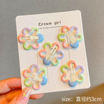 彩虹色渐变六色花儿童发夹新款滴油花朵可爱百搭女孩刘海发夹批发