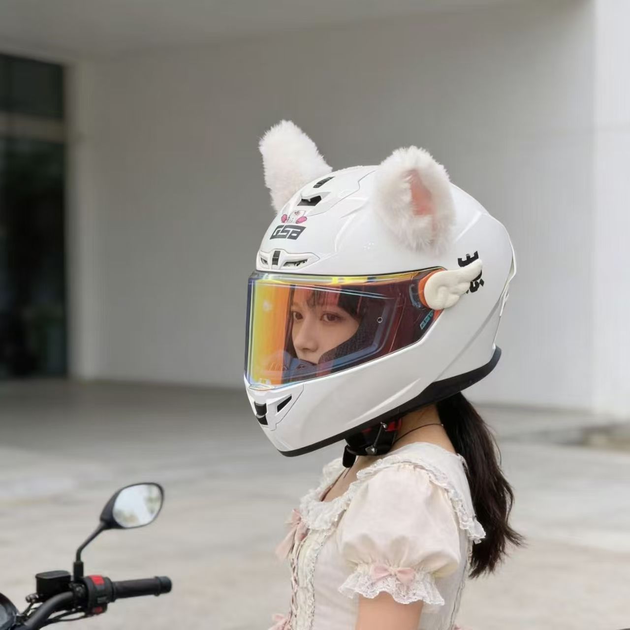 Internet Celebrity Helmet Decoration Motorcycle Helmet Full-Face Helmet Accessories Plush Cat Ears Ski Helmet Universal