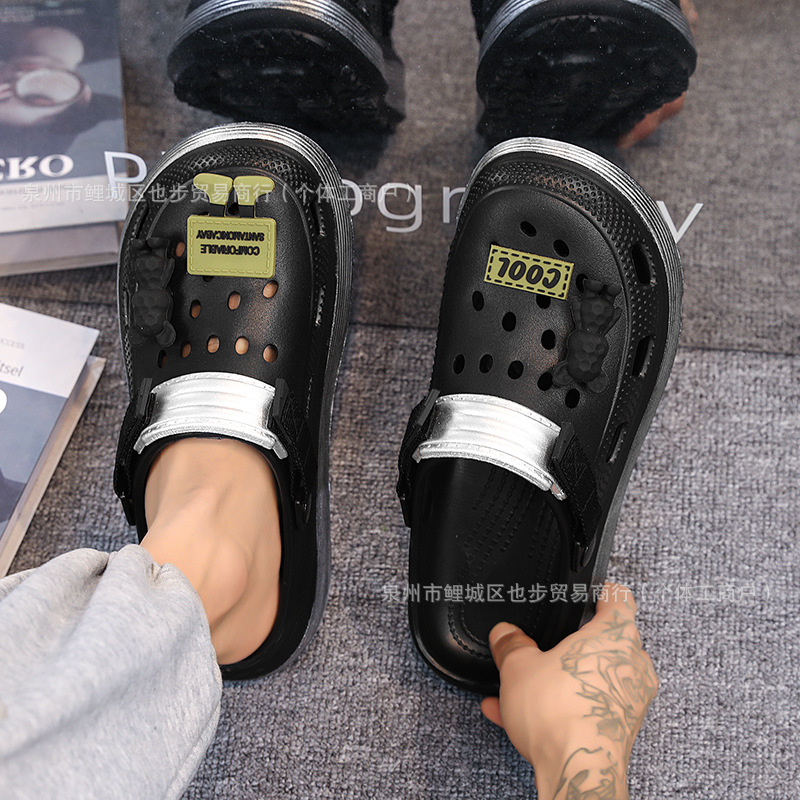 Zapatos con agujeros de suela gruesa transfronteriza modelos de pareja zapatos de playa de suela blanda con sensación de mierda para llevar sandalias y zapatillas para llevar zapatos de hombre ligeros y transpirables