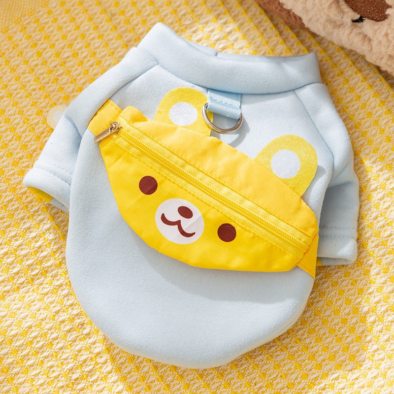 Otoño e invierno perro estilo coreano lindo oso cuello redondo suéter mediano y pequeño perro gato dos pies caliente ropa para perros mascotas