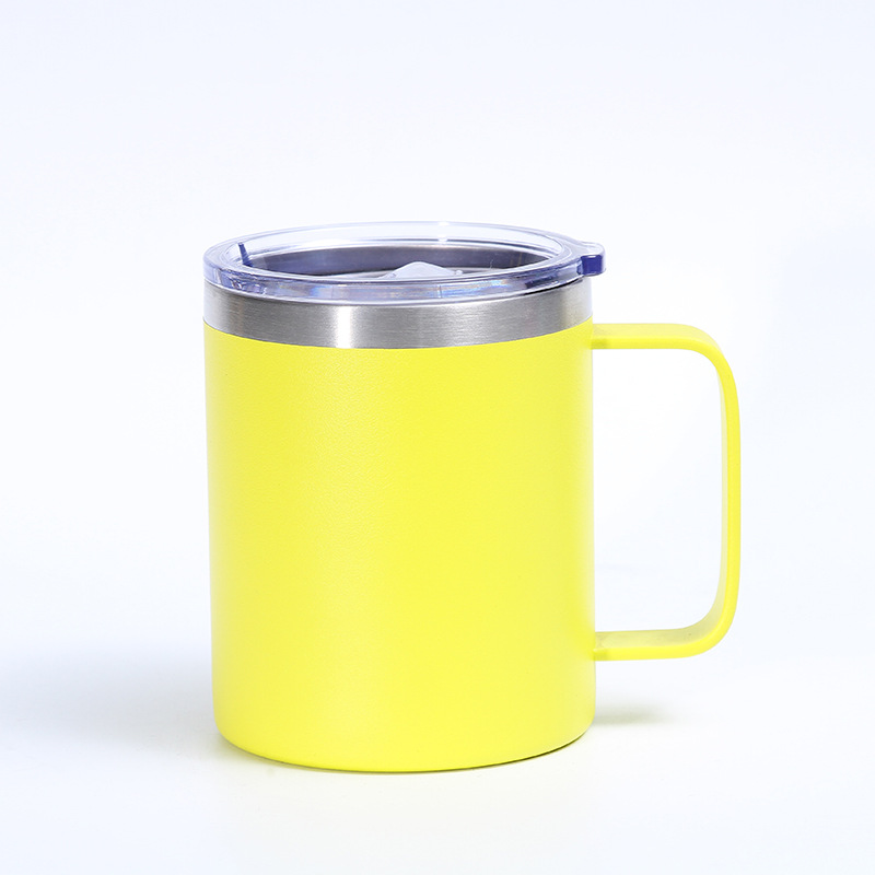 Nueva taza creativa de acero inoxidable de 12oz taza de café de doble capa con mango de oficina de negocios del hogar taza de vacío