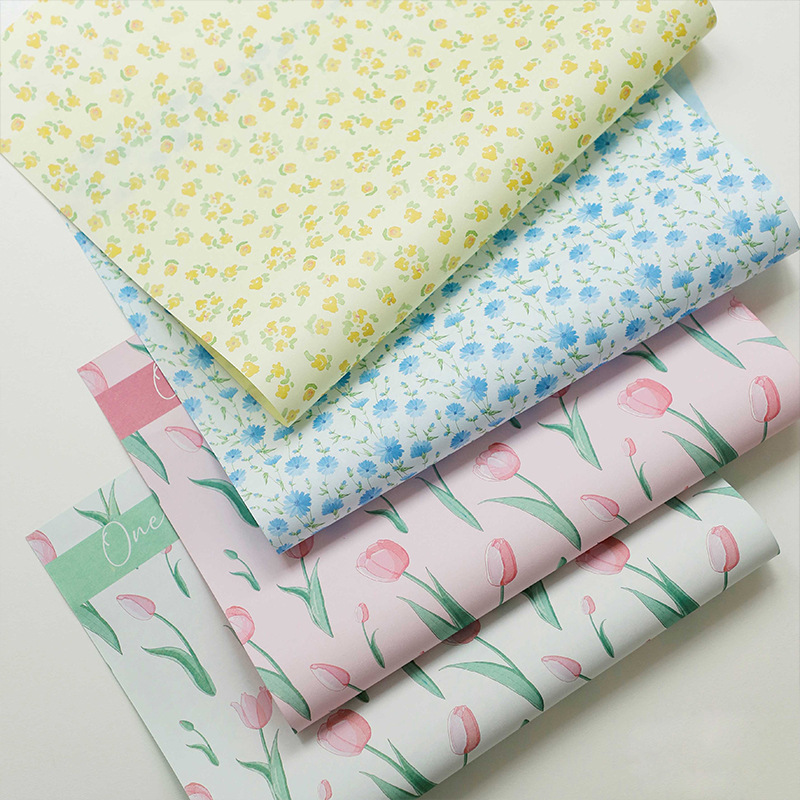 Hua Xi Día de San Valentín Temporada de flores Papel de regalo de flores de papel Día de San Valentín Paquete de regalo de tulipanes Papel de flores Material de ramo de tienda de flores