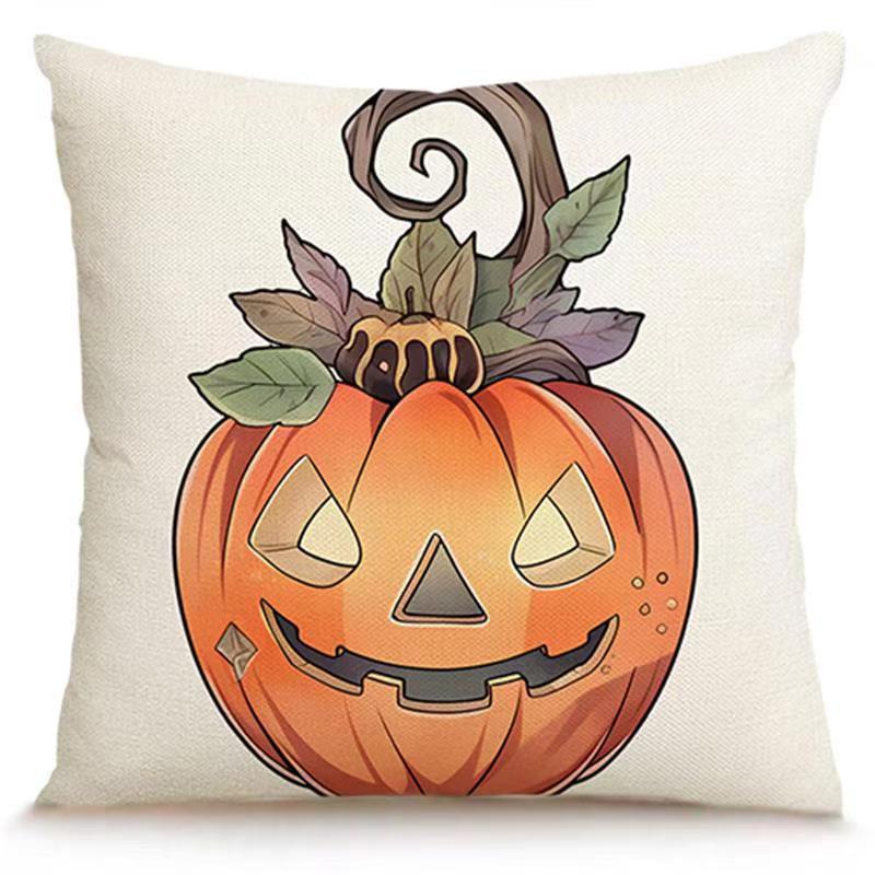 Transfronterizo Amazon Halloween impresión lino almohada cubierta bruja calabaza decoración doméstica almohada cubierta