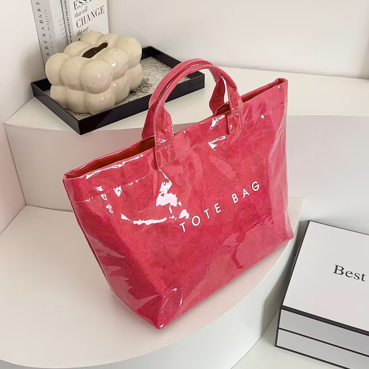 クロスボーダー起爆杜邦紙アルファベットトートバッグ2025新作透明シンプル大容量ハンドバッグレトロ女性カバン