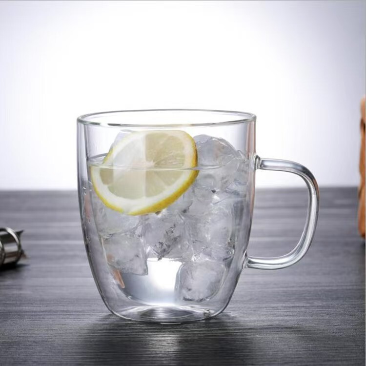Juice Drink Coffee Cup with Handle, Transparent Thickened Large-Capacity Drinking Cup, High Borosilicate Glass Cup, Thickened and Durable