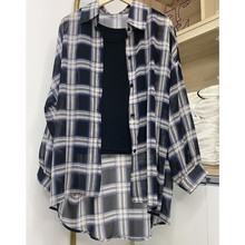 薄款格子衬衫女2024夏季新款女士开衫外搭宽松大码雪纺外套防晒衣