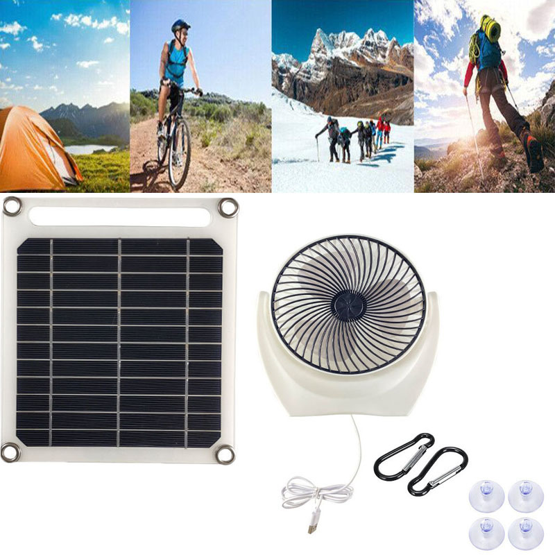 6V6W太阳能多功能充电风扇 绿色能源排气扇  户外旅行野餐露营