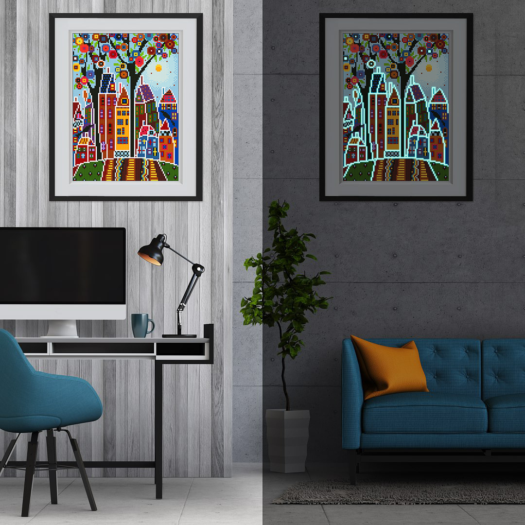 Explosiones transfronterizas pinturas de diamantes luminosas hechas a mano dormitorio sala de estar pinturas de diamantes perimetrales decoración luminosa sin marco