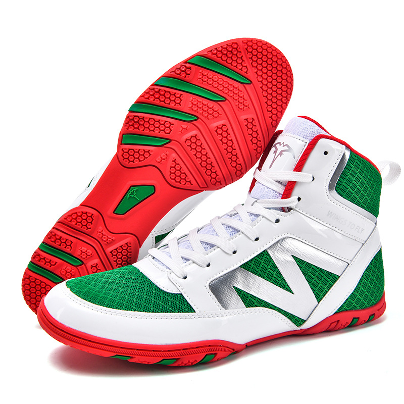 Cross-Border Dropshipping Manufacturer Direct Sales Cross-Border New Men's High-Top Breathable Anti-Slip Wrestling Shoes Taekwondo Professional Fighting Shoes