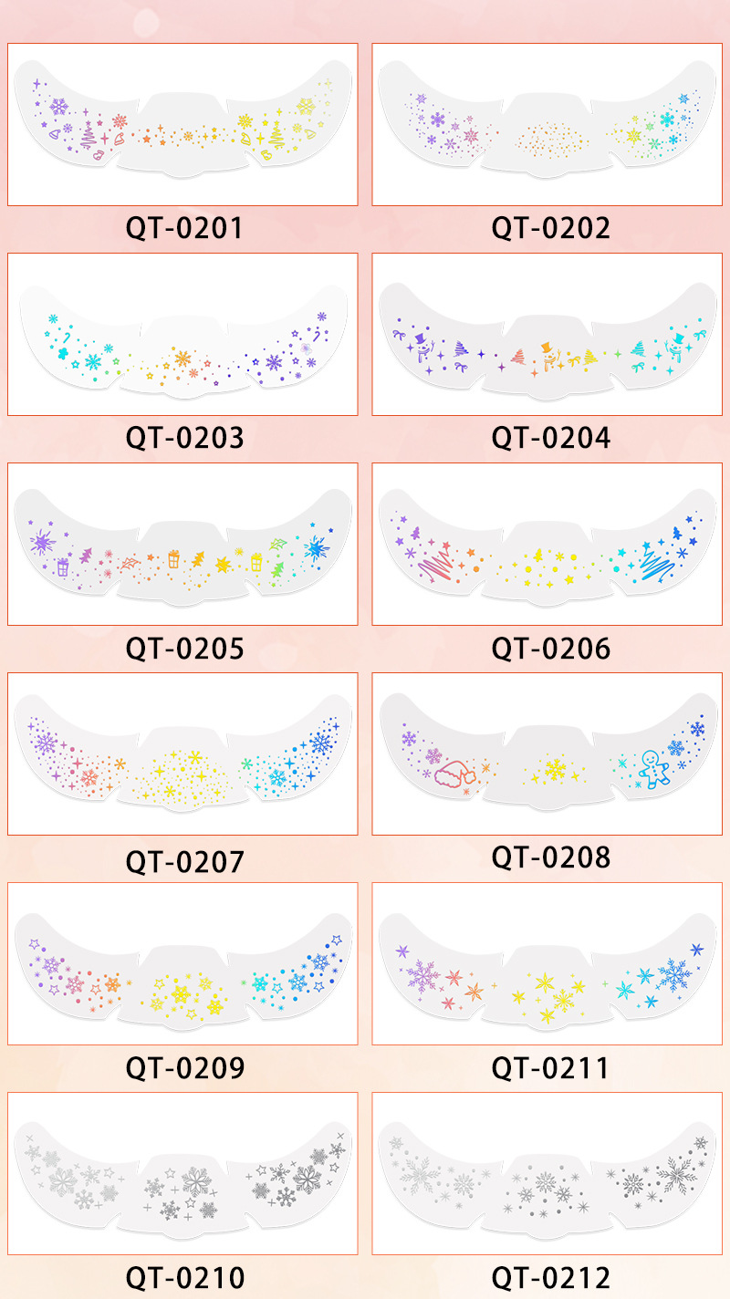 跨境圣诞节纹身贴防水欧美临时仿真雀斑妆容贴镭射爆闪脸贴亚马逊详情5