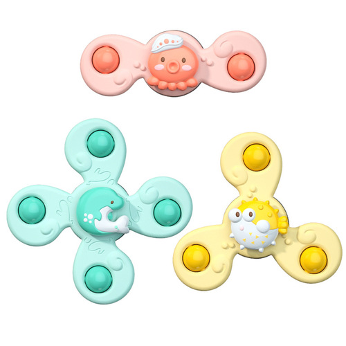 Children's suction cup spinning fun rotating insect sea animal top fun bath rotating baby toy