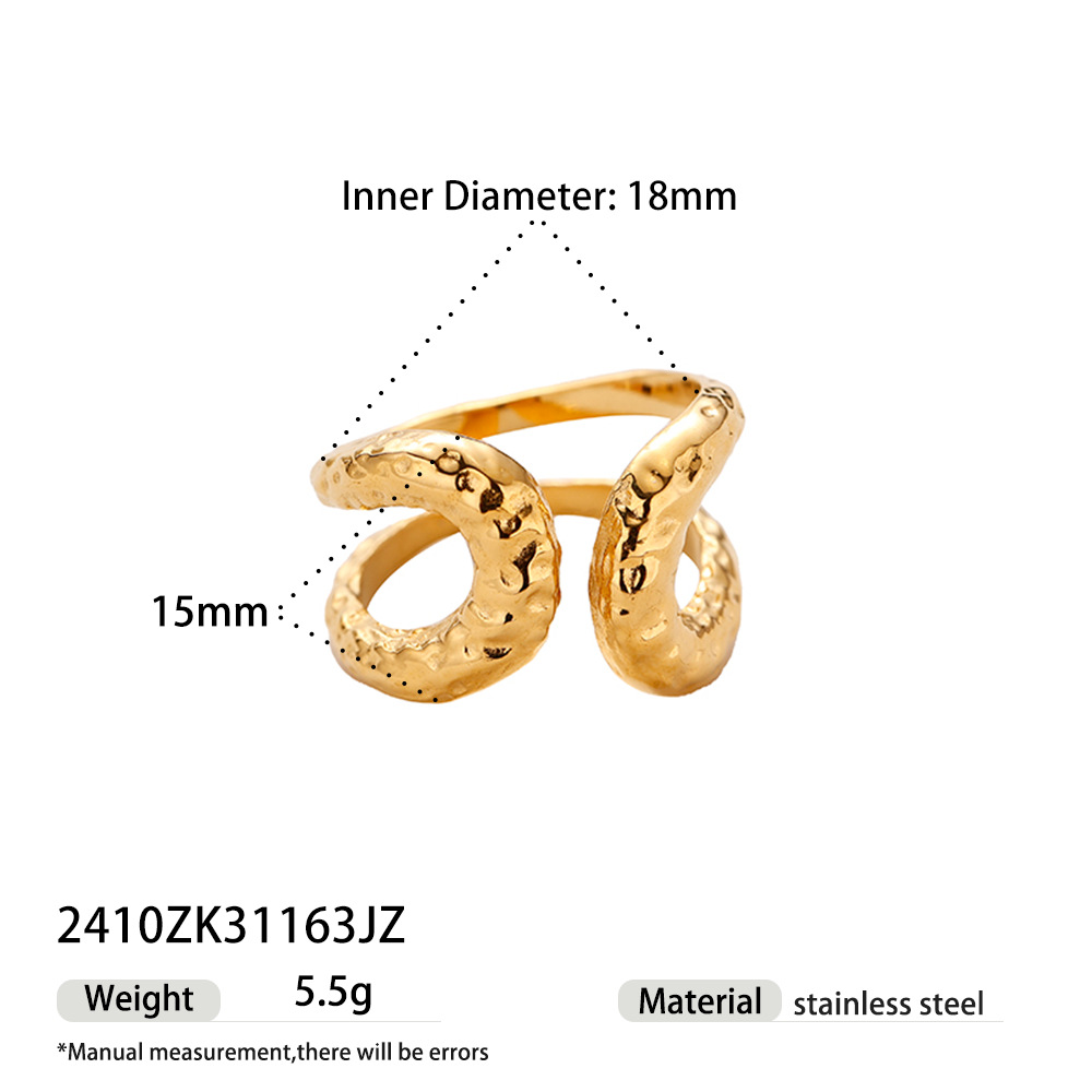 Tina transfronteriza diseño simple personalidad joyería de mano acero inoxidable chapado 18K oro temperamento brillante mariposa abierta anillo para mujeres