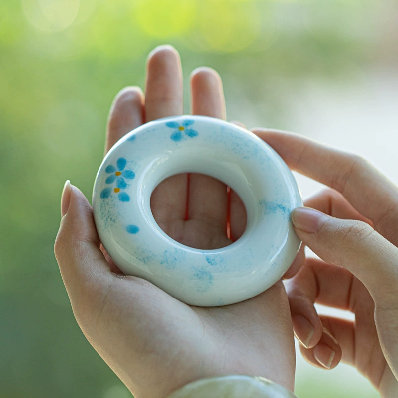 Подглазурный цвет ручная роспись пончик крышка креативный милый ветер подставка кунг-фу чайный сервиз чайный сервиз чайной церемонии