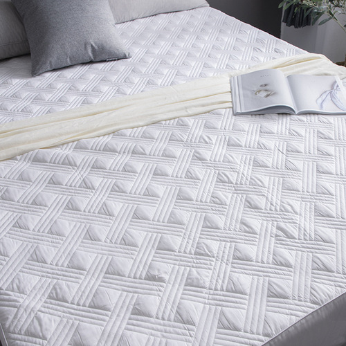 Pure cotton solid color quilted bed sheet star hotel Simmons protective pad anti-slip mattress cover height 30 close-fitting and breathable