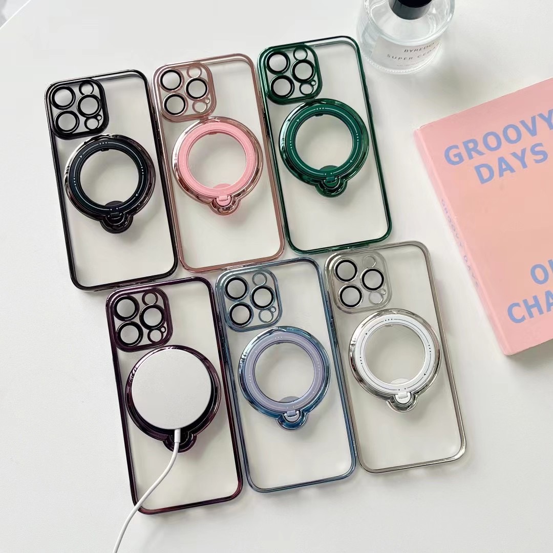 适用360指环苹果iPhone16promax手机壳电镀磁吸自带镜头膜15跨境X