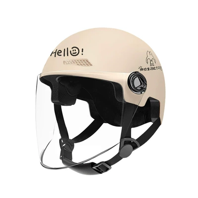 Motosiklet kaskı (dəbilqə) — 3C Certified Electric Vehicle Helmet, Impact-Resistant - 3c-certification-spring-and-summer-lucky-rabbit-light-apricot-long-and-transparent-one-size-fits-all