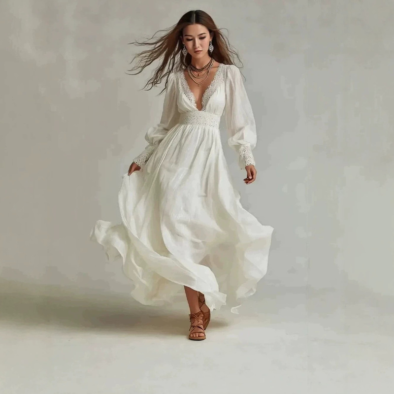 2026 Amazon Cross-Border Women's Fashion European and American French Retro Long Dress Elegant Chiffon Lace Long Sleeve Dress 2026 Amazon Cross-Border Women's Fashion European and American French Retro Long Dress Elegant Chiffon Lace Long Sleeve Dress