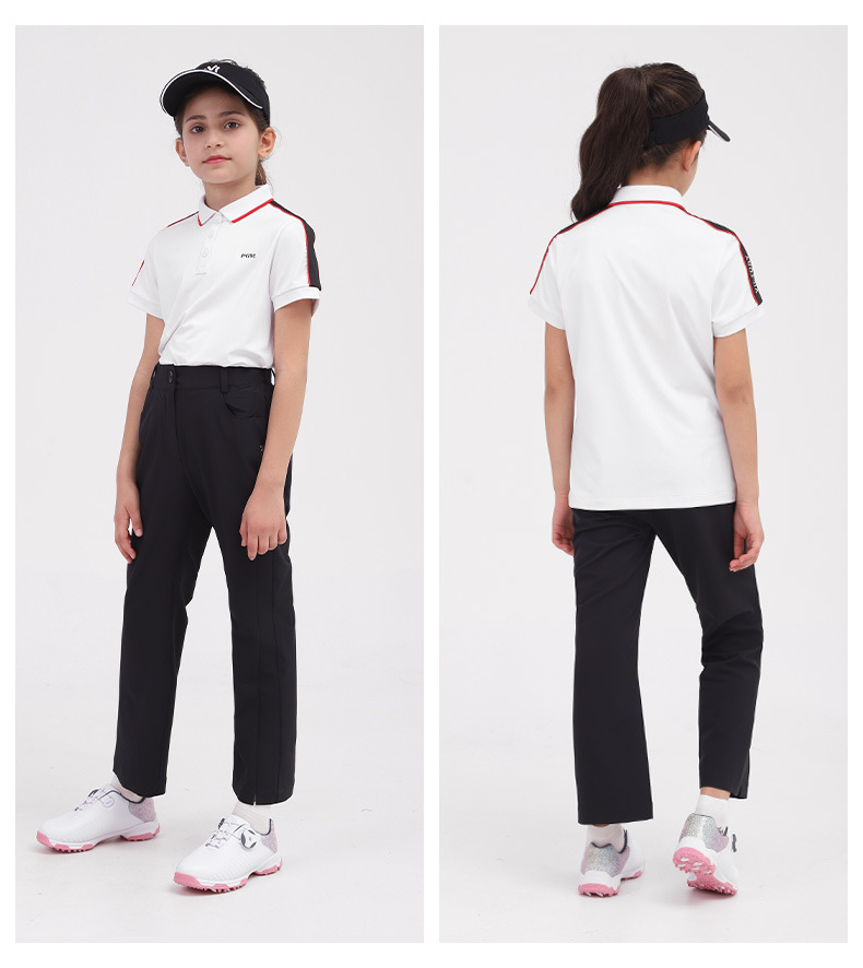 Áo thun tay ngắn golf bé gái PGM – Thoáng khí, khô nhanh mùa xuân hè — YF413 màu hồng, YF411 màu tím nhạt, YF413 màu xanh nhạt, YF413 màu xanh hải quân chi tiết 17