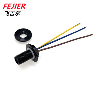 Customized Round Flange M12 Black Metal 3-Core 4-Core 5-Core 6-Core 7-Core 8-Core Sensor Board End Connector