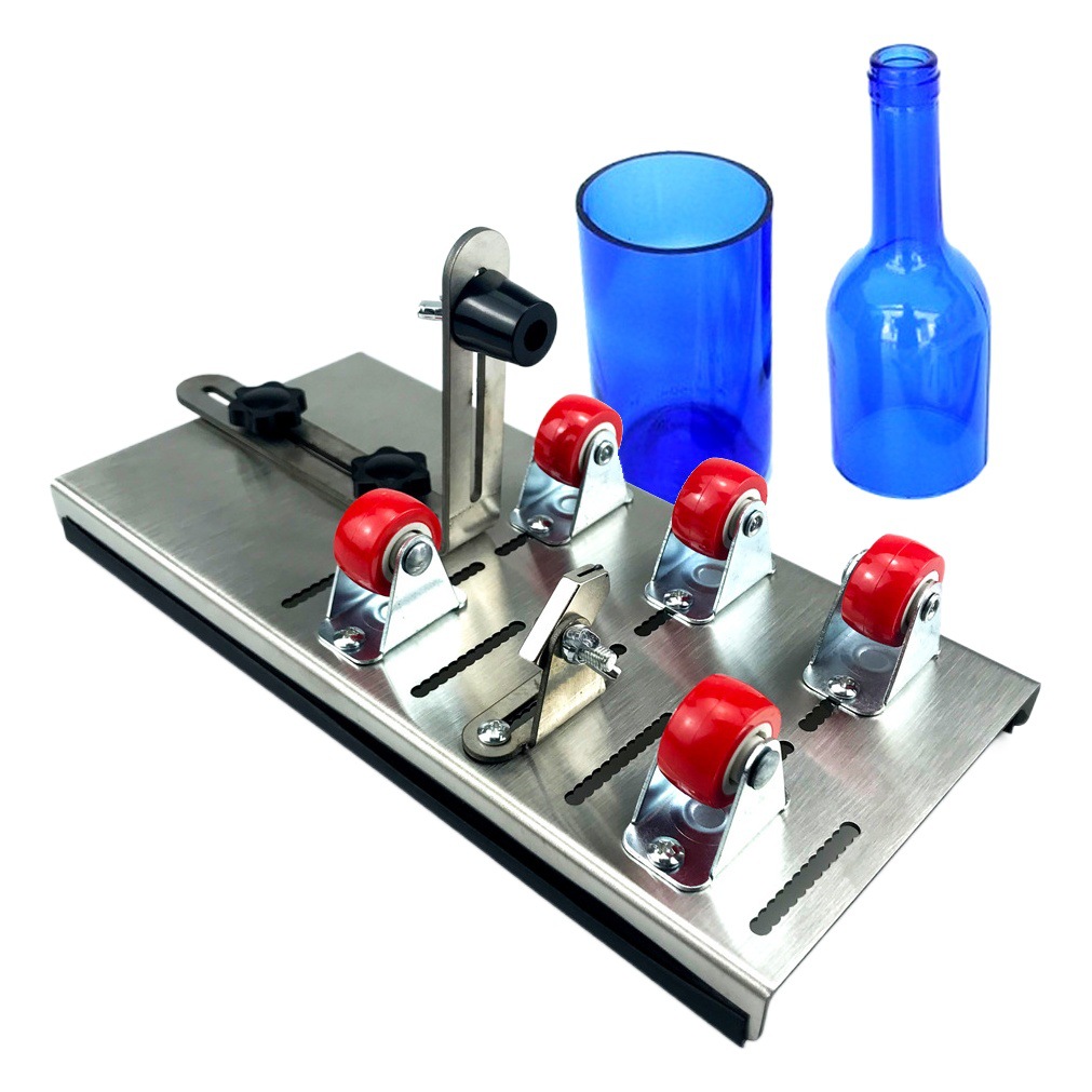 Cortador de botellas de vidrio DIY, modelo de acero inoxidable para cortar botellas de vidrio, botellas de porcelana y botellas de cerámica, volante de madera.