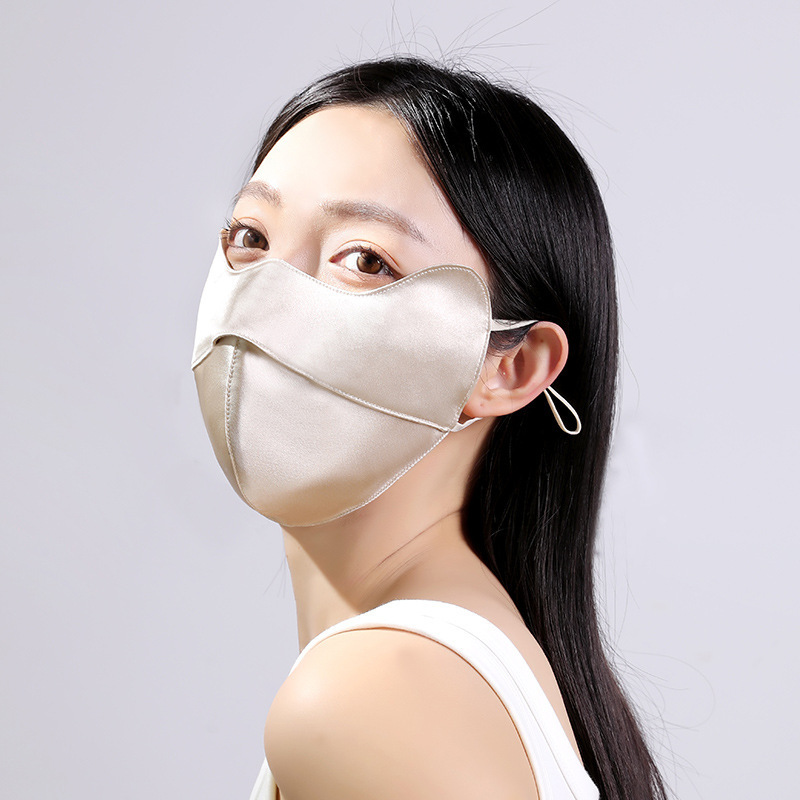 Raya Silk Three-Dimensional Fishbone Sun Protection Mask, Mulberry Silk Uv Protection Full-Face Sun Protection Mask for Women