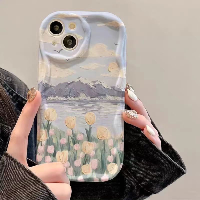 Snow Mountain Tulip iPhone 17 Pro Case Suitable for 15 Pro Max, Apple 16 Cross-Border 14 Pro Girl 13