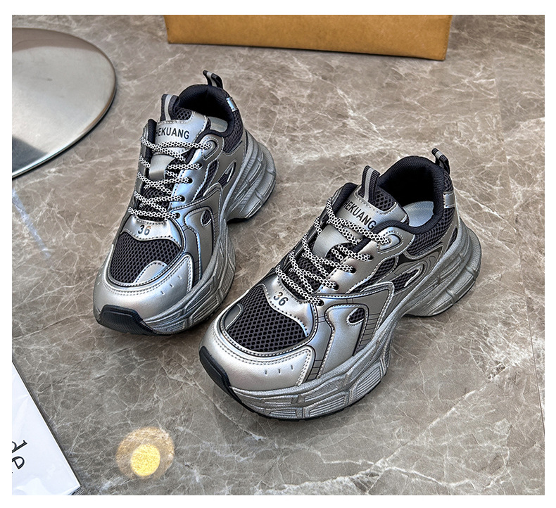 Pantofi sport pentru tătici noi, versiunea coreeană de la Ins, toamna 2024, pentru studenți, alergare, sport, talpă groasă, creștere a înălțimii, pentru timpul liber_voghion.com