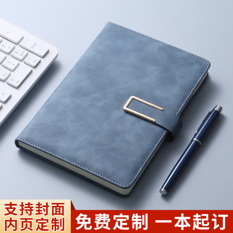 Wenzhou notebook custom logo thickened notebook magnetic buckle business meeting A5 skin feeling soft leather notepad wholesale