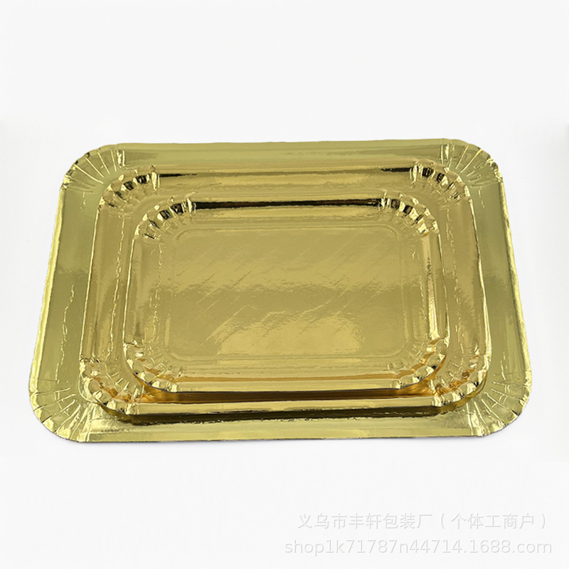 Una vez engrosada bandeja de papel dorado bandeja de papel fiesta de cumpleaños bandeja de barbacoa ham filete de cordero fábrica directa
