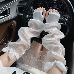 Pearlescent Sun Protection Sleeves for Women, Anti-Uv Arm Sleeves, Summer Driving Mesh Gloves, Thin Lace Ice Sleeves