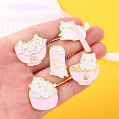 Japanese cute cartoon animal alloy brooch, creative cute stacked Arhat cat shape enamel badge accessories