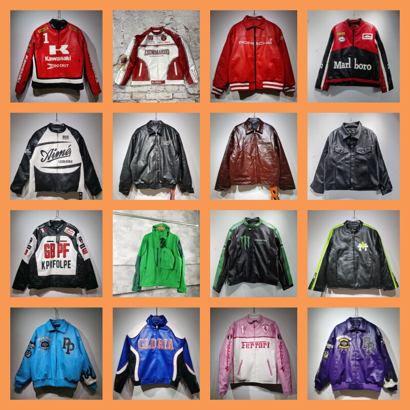 2025 Autumn and Winter New Ferrari Leather Jacket Harley Motorcycle Cycling Suit Embroidered Cotton Couple Trendy Cool Jacket