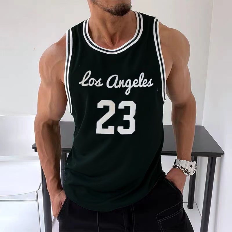 Chaleco de baloncesto de hombre chaleco de hombre verano nuevo mesh secado rápido movimiento de tendencia retró camiseta fitness 23