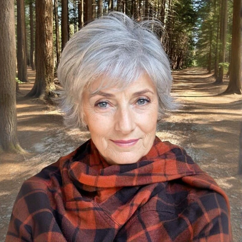 Cross-Border Short Straight Hair Wigs for Elderly Women, European and American Style Wigs for Middle-Aged and Elderly Women, Gray and White Short Curly Hair Wigs for Wholesale
