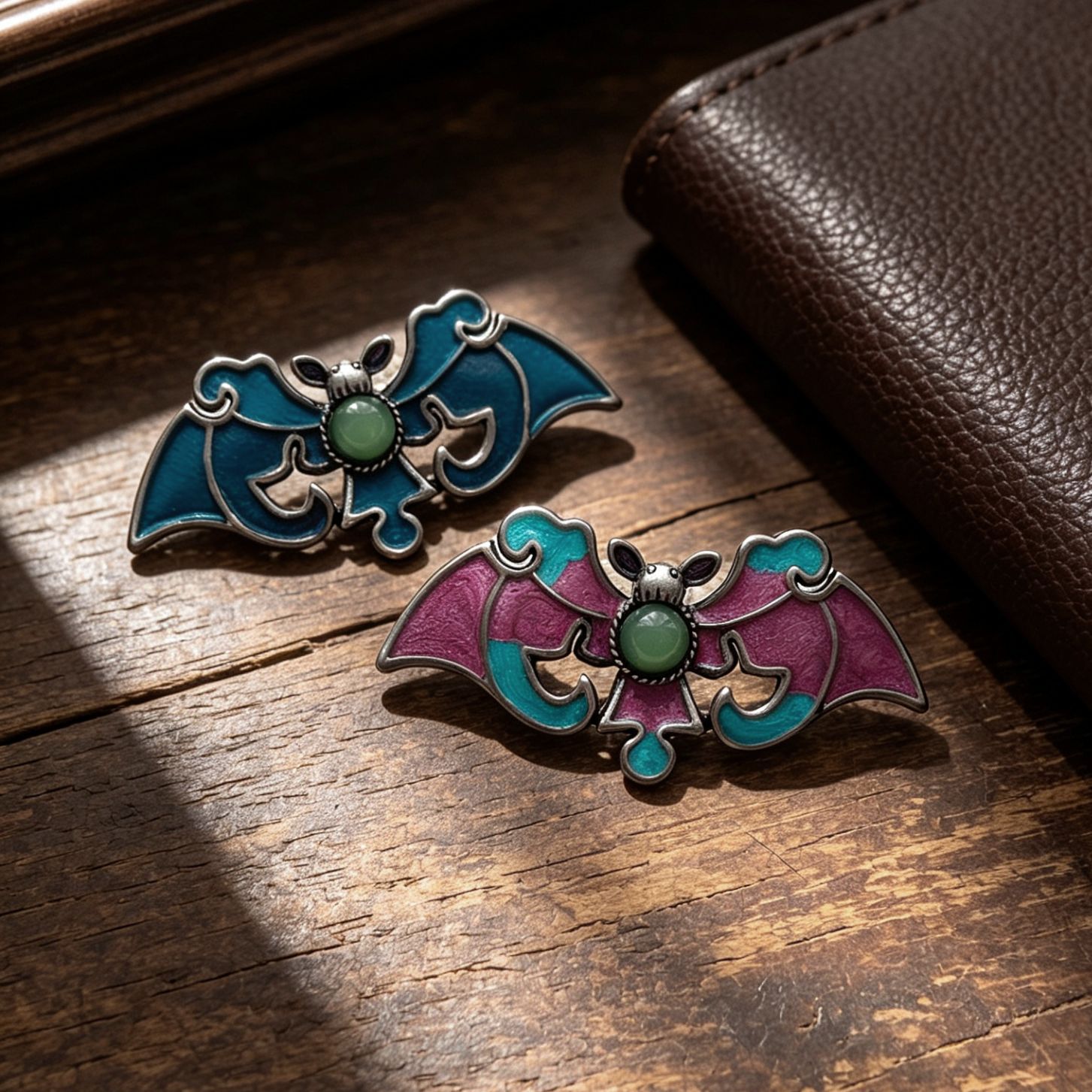 Wholesale Chinese-Style Burnt Blue Bat Brooches with Auspicious Meanings, Enamel Drip Oil Jewelry Accessories, Hanfu Accessories