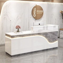 バーチェックアウトカウンター フロントデスク 美容室受付 衣料品店レジコーナーバー 発光ライト付きカウンター