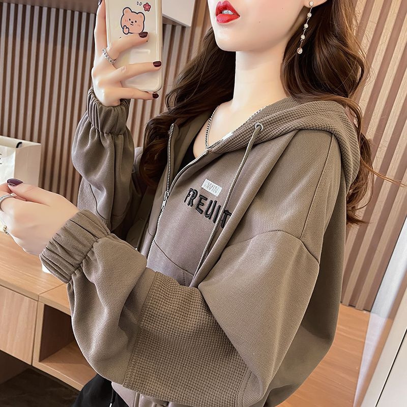外套女2025春秋款外穿设计感短款开衫连帽卫衣韩版显瘦减龄ins潮|undefined