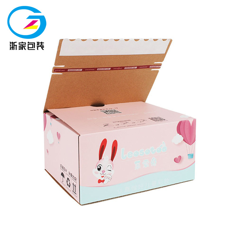 Sin cinta de cartón de la cremallera de color al por mayor de embalaje de cartón de comercio exterior de frutas expreso caja de embalaje caja de avión de impresión