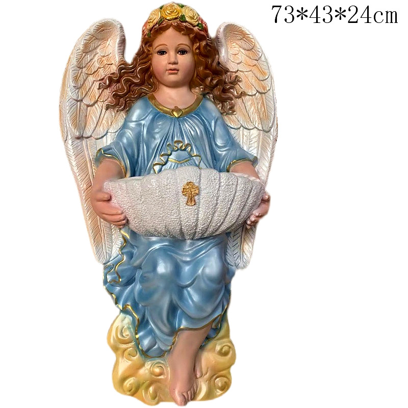 75cm ángel piscina de agua sagrada mira la figura de la resina de la casa sala de estar iglesia colgante 70 - 80