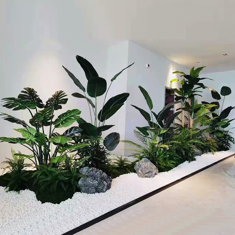 模擬植物、偽緑植物、鉢植え、トラベラーズバナナ、大型鉢植え、屋内リビングルーム、バイオニック床置き装飾、造園|undefined