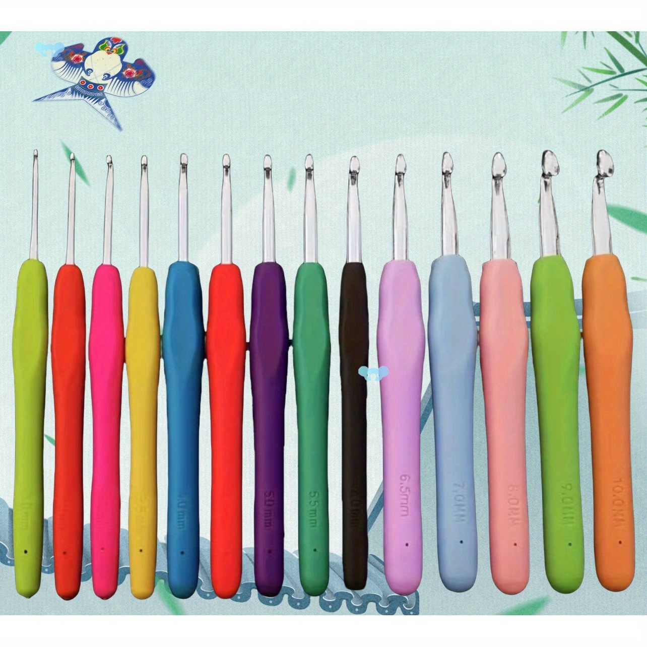 14pcs Ergonomic Crochet Hook Set Soft Grip Aluminum Need