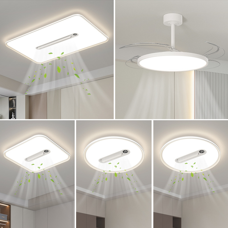 Negative Ion Bladeless Fan Lamp Digital Display Temperature Variable Frequency Living Room Ceiling Lamp Eye Protection Full Spectrum Whole House Fan Package
