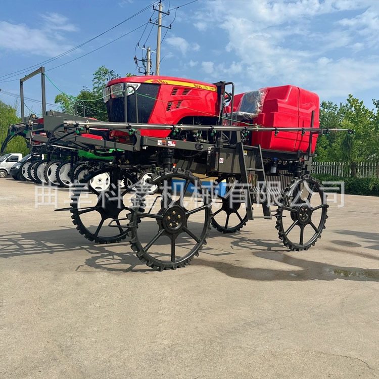 自走式四轮打药机水旱两用带施肥篓的打药车液压折叠高架喷药机